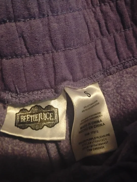 Beetlejuice "Ghost with the Most" Purple Joggers Sweatpants - Size S - Picture 8 of 14